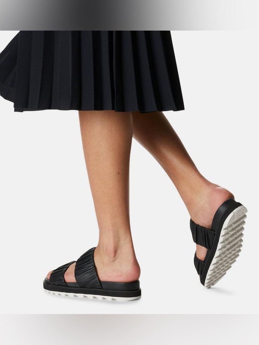 $130 SOREL Women's RoamingTwo Strap Slide Flat Sandal in black 9